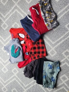 Boys Mixed Pajama & Tee Lot - Red, Gray, Blue, Black